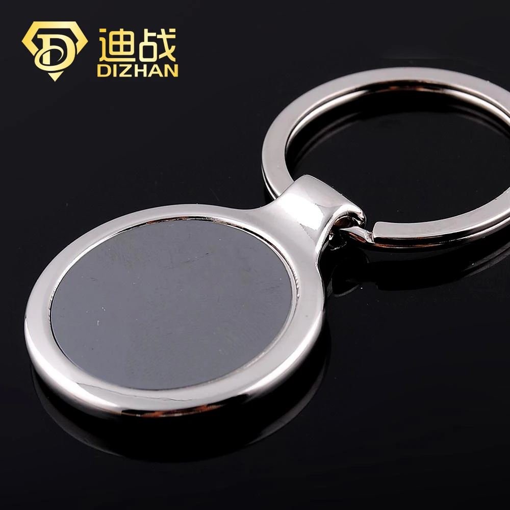 

Wholesale Fashion Round Key chain business promotion keychains circular single card Metal Keyring for men gift