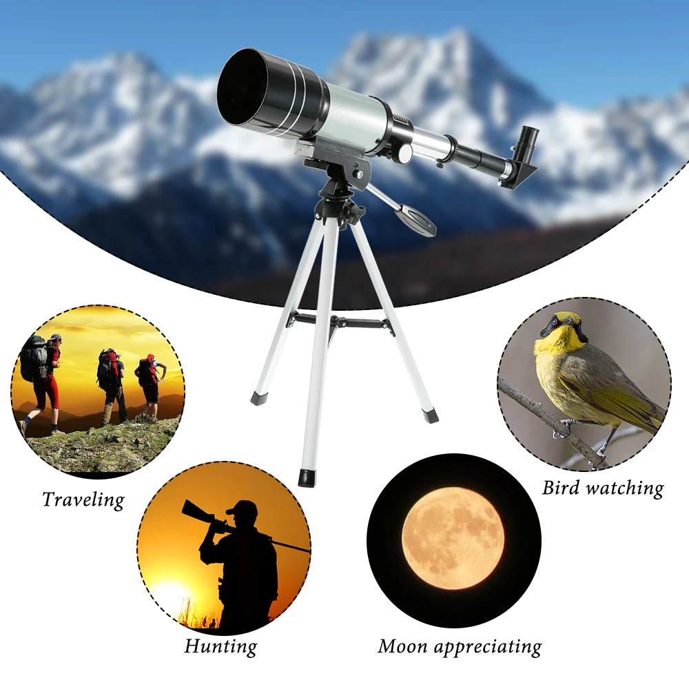 

Professional Monocular 150X Refractive Space Astronomic Telescope Spotting Scope Landscape Len Single-tube Telescope with Tripod