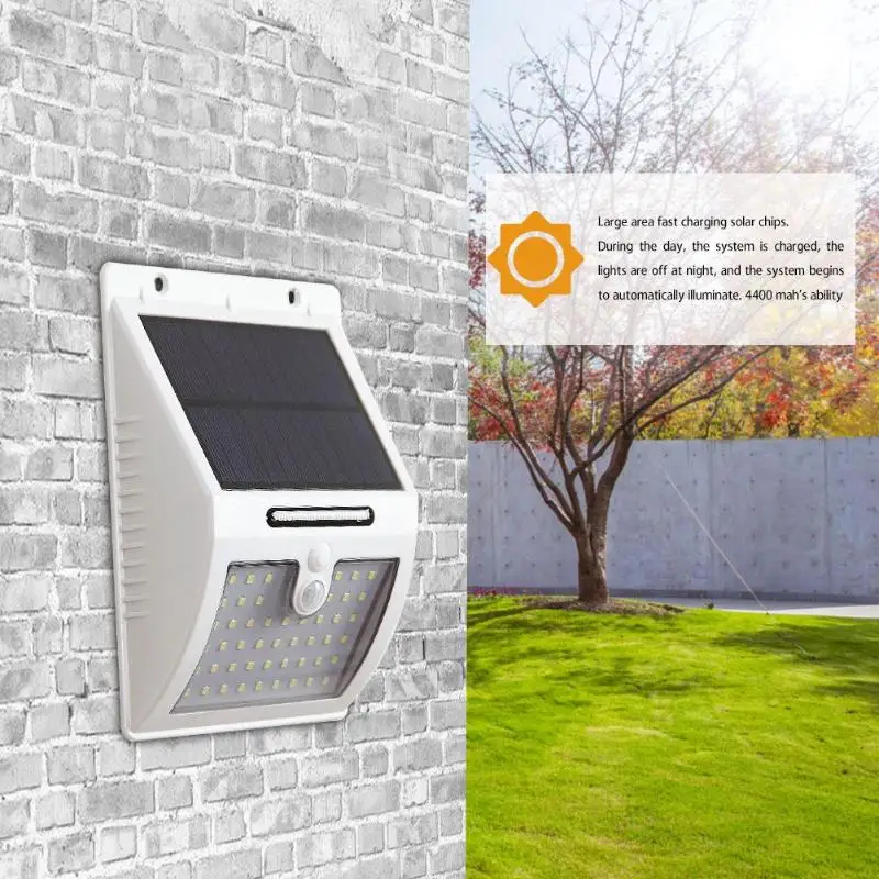 48LED Solar Motion Sensor Wall Light 3 Modes Outdoor Waterproof Garden Lamp Suitable for Patio Gardens Outdoors