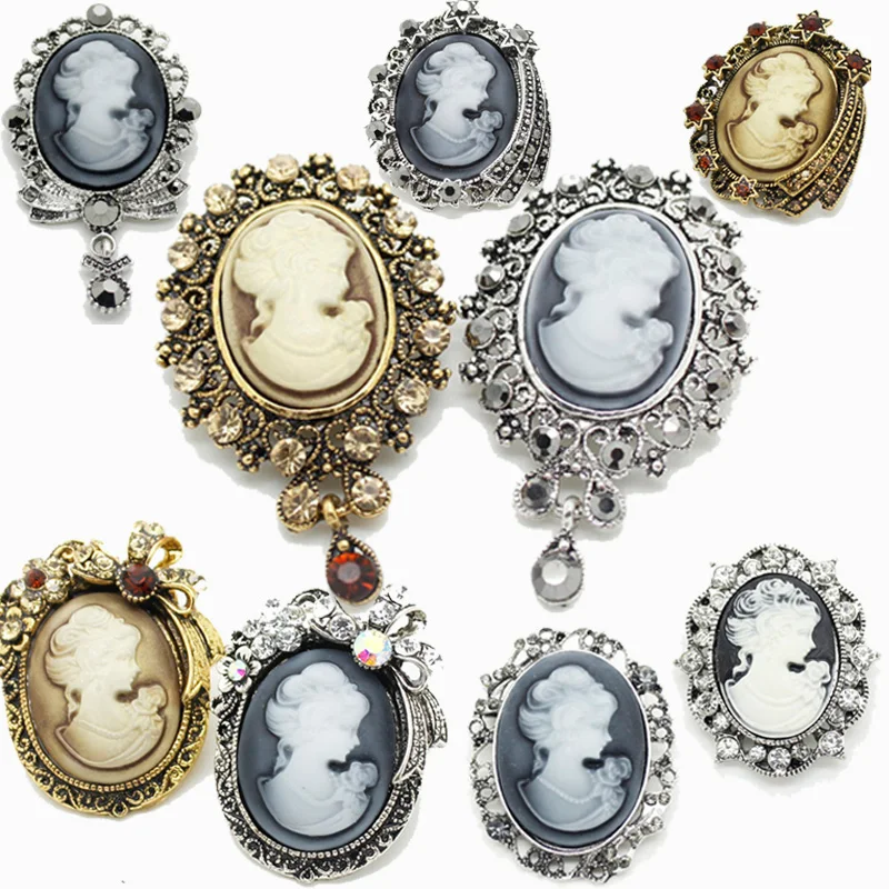 Antique Victorian Style Floral Cameo Pin Broochin Brooches from