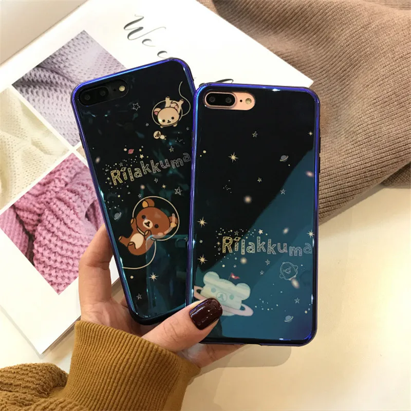 Чехол для пары с изображением медведя синего цвета чехол iPhone 7 телефона 7Plus 8 8Plus 6 6s