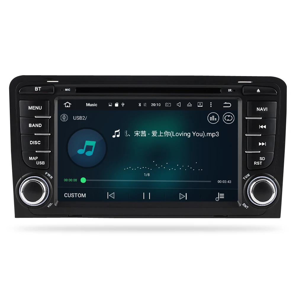 Perfect 4G RAM Android 9.0 Car DVD Stereo Multimedia Headunit For Audi/A3/S3  Auto Radio GPS Navigation Video Audio Support OBD2 DVR 17