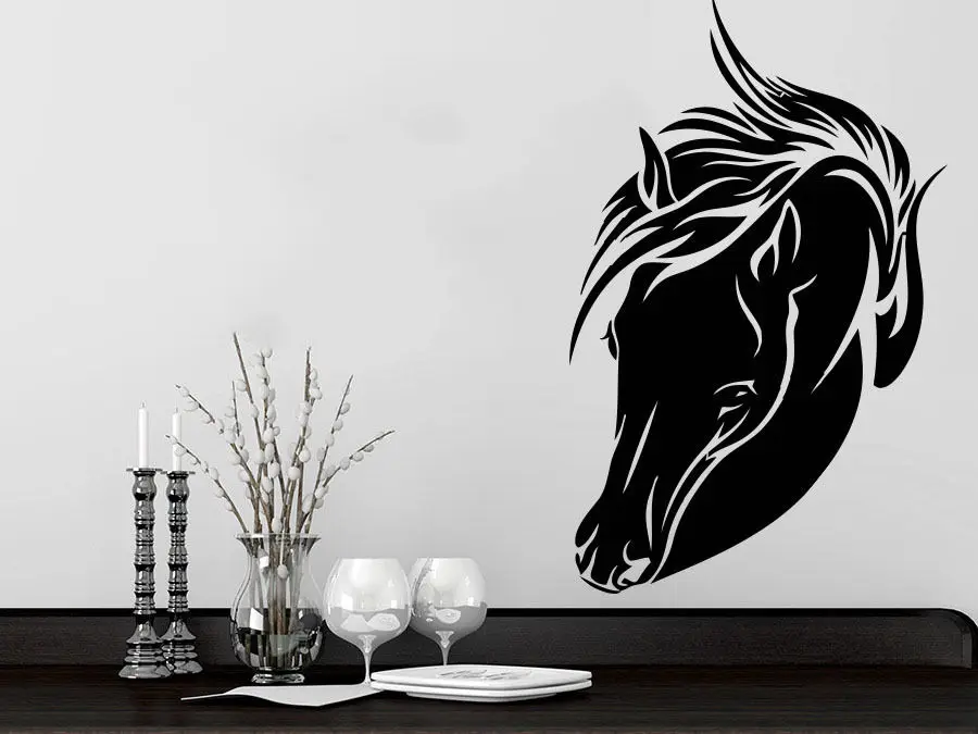 Голова Лошади наклейки для стен с животными виниловая наклейка домашний ...