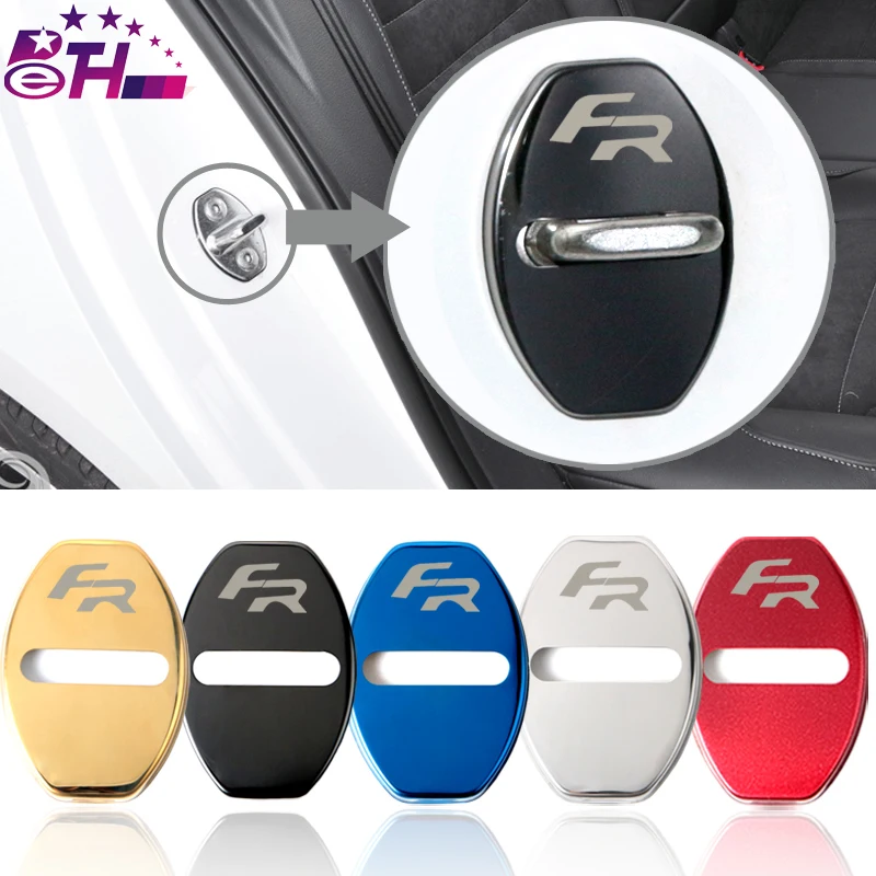 

4pcs Car-Styling Door lock Cover Car Emblem Fit For Seat FR Leon Ibiza Altea Alhambra Accessories Stainless Steel Car Styling
