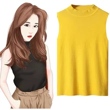 Однотонный жилет с круглым воротником 15