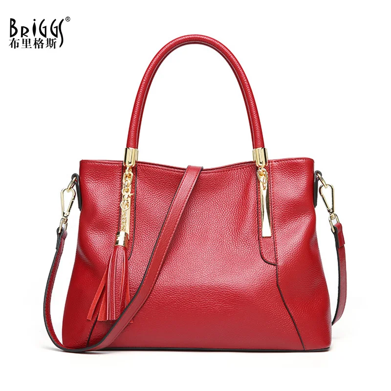 

BRIGGS Genuine Leather Luxury Handbags Women Bags Designer Tote Business Real Leather Shoulder Messenger Bag Ladies Hand Bags