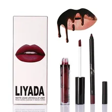 Модная сексуальная 2 шт./партия длинная прочная водостойкая помада ультра Матовая жидкая помада+ карандаш для губ косметический макияж блеск для губ комплект