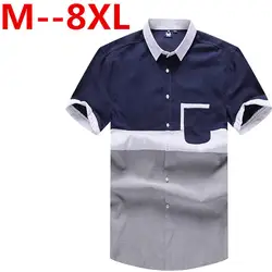 Longhongyu 10XL 9XL 8XL 7XL Лето Для мужчин белье футболки топы Solid Цвет платье короткий рукав рубашки синий Повседневное белье Человек бренд