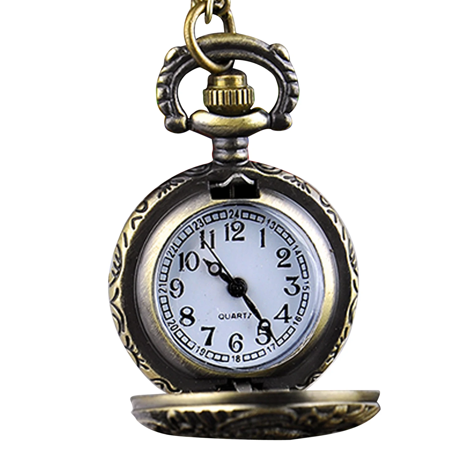 

Retro Bronze Steampunk Quartz Pocket Watch Pendant Chain Clock Locomotive Pattern