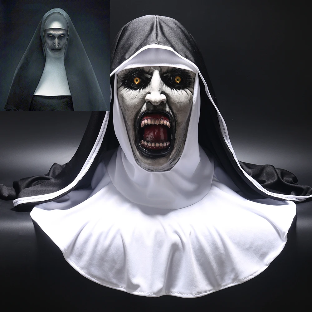 Clothing - The Nun Horror Mask Scary Latex Masks with Headscarf Veil Hood