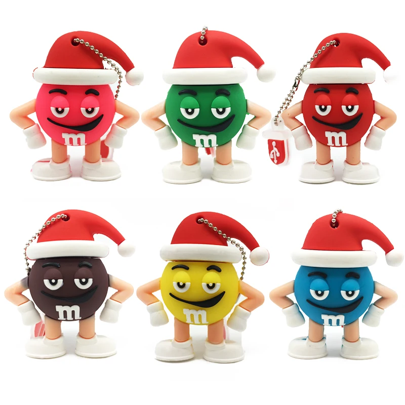 

usb flash drive 64gb personalise usb pendrive 32gb pen drive 16gb 8gb 4gb usb stick 128gb Cartoon Christmas M&m's Chocolate Bean