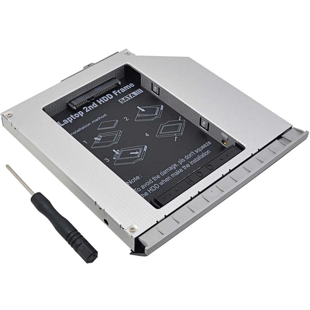 High Quality Aluminum 2nd HDD Caddy 12.7mm SATA III 2.5" SSD Hard Disk