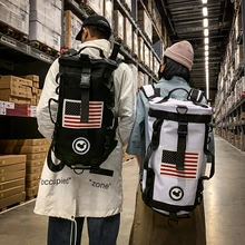 Студенческие персональные цилиндрические рюкзаки мужские модные трендовые Большой Вместительный рюкзак портативная дорожная Сумка Через Плечо Рюкзак Mochila