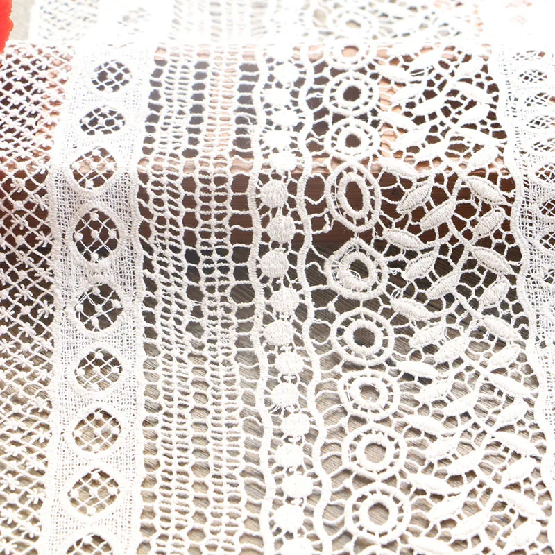1 ярдов 24 см бежевые вышитые хлопковые кружевные Швейные аксессуары для рукоделия ручной работы для одежды сумки Свадебные украшения