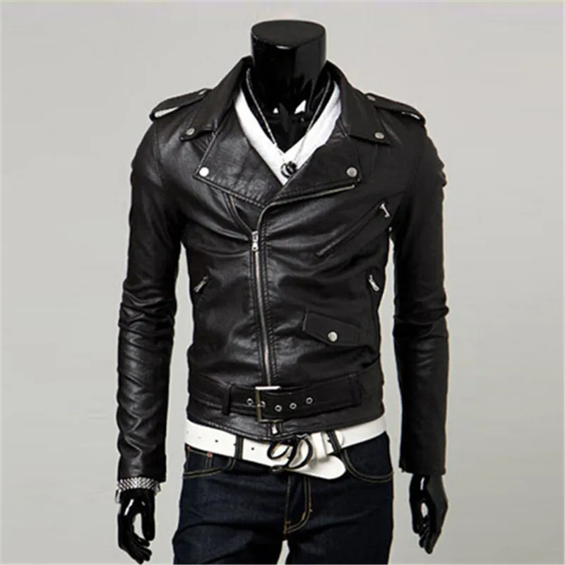 Мотоциклетная куртка кожаная на молнии для мужчин погоны куртке 2018|mens motorcycle leather