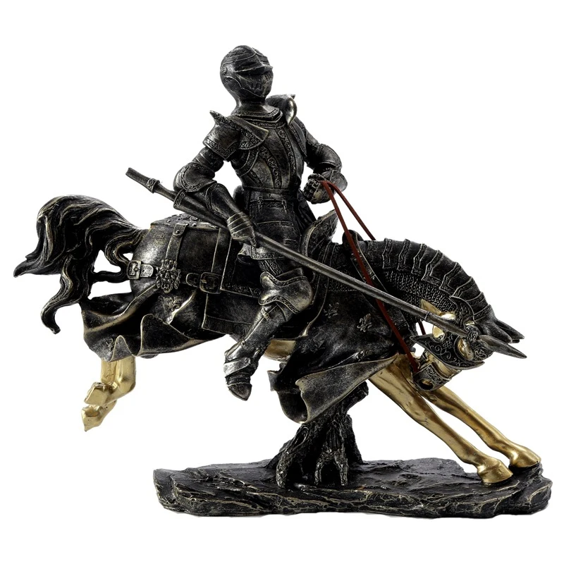 

Europe Creative Knight Resin Model Figurine Miniatures Retro Armor Warrior Home Desktop Decoration Accessories Birthday Gift Toy