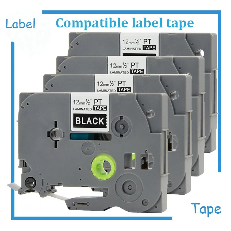 

4pk Tze335 Tze-335 12mm Tz Tapes Compatible Brother Ptouch Cartridge Label Maker Tape Tz335 Tz-335 Tz 335 white on black