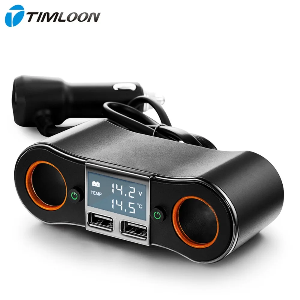 

2-Socket Cigarette Lighter Adapter, 80W 12V/24V Power DC Outlet Splitter with 3.1A 2-Port USB Car Charger,Voltmeter Thermometer