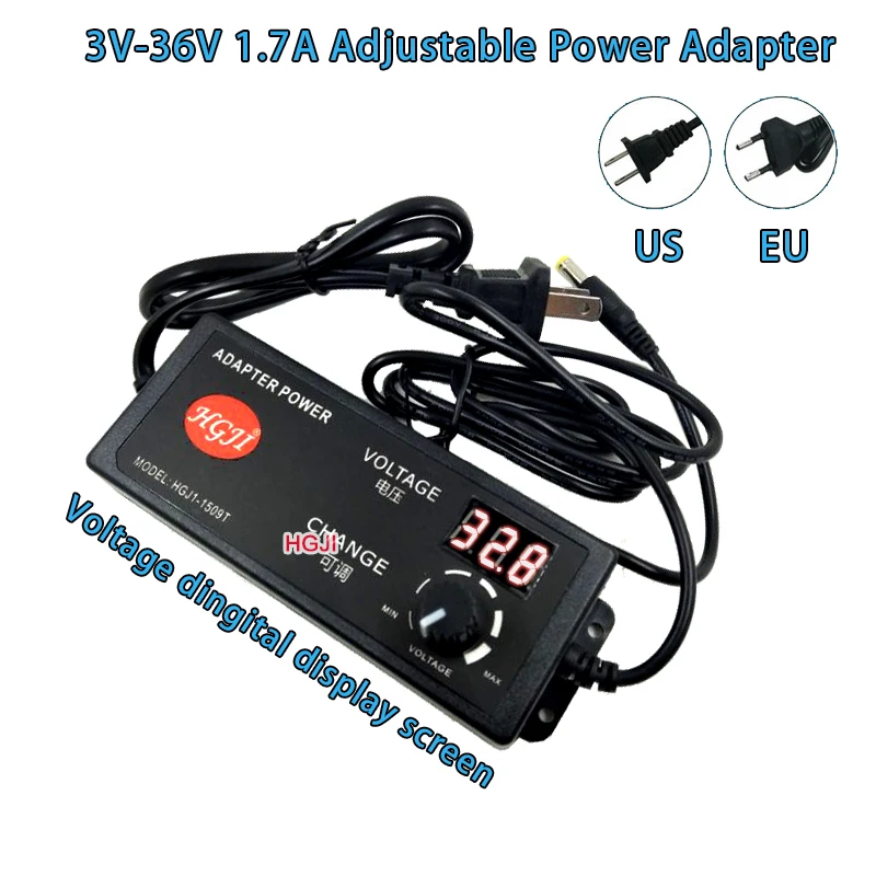 

Multipurpose adapter 4V-37V1.7A adjustable 3V8V16V18V19V25V26V28V30V32V36V1.7A Adjustable Power Adapter Motor Speed Controller