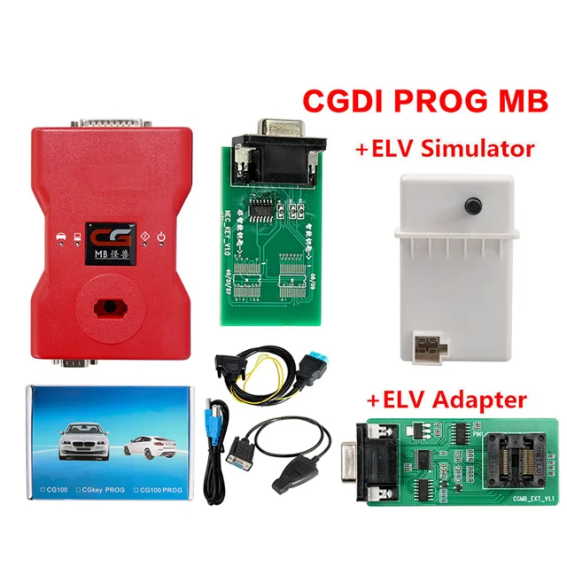 Полный CGDI Prog MB для Benz Авто ключ программист AC ELV адаптер симулятор CGDI Pro OBDII ключ транспондер добавить новые ключи 360 жетонов - Цвет: CGDI ELV Simul Adapt