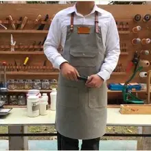 Горячая корейская версия фартука на заказ светильник из натуральной кожи серый джинсовый холст комбинезоны кофейня ресторан живопись