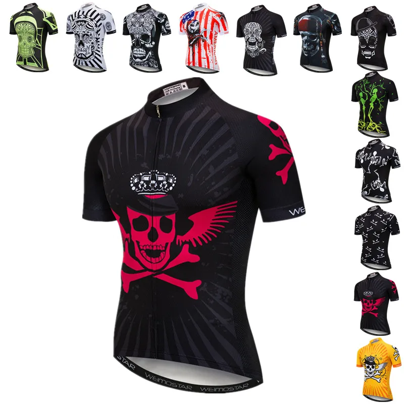 

Weimostar Brand Cycling Jersey Shirt Men Summer Skull MTB Bike Jersey Top Maillot Ciclismo Short Sleeve Riding Bicycle Clothes