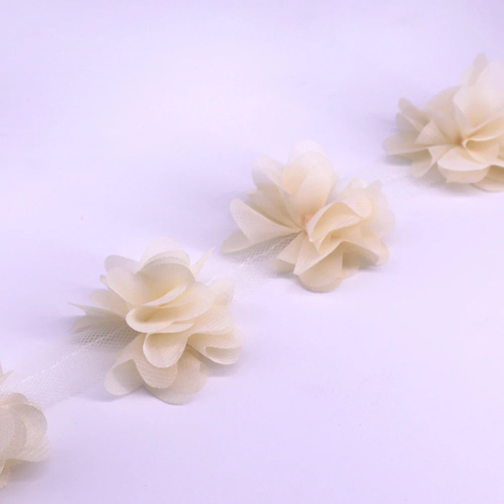 H628 11-12 шт 6 см цветы 3D шифон кластер Цветы Кружева платье украшение кружевная ткань аппликация отделка Швейные принадлежности