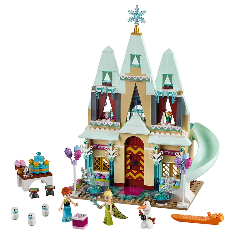 Disney Toys Frozen Elsa Anna Arendelle Castle Celebration Model Building Block Bricks Toy Birthday Gift For Childrens