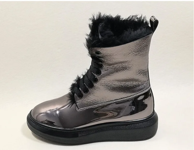 De Zapatos as Botas Pic Las Mujeres Botines Cuero Pic Redonda Nieve Tobillo Plataforma As Cortos Marca Cálida Punta Encaje Invierno Mujer HXFqg6Fwn