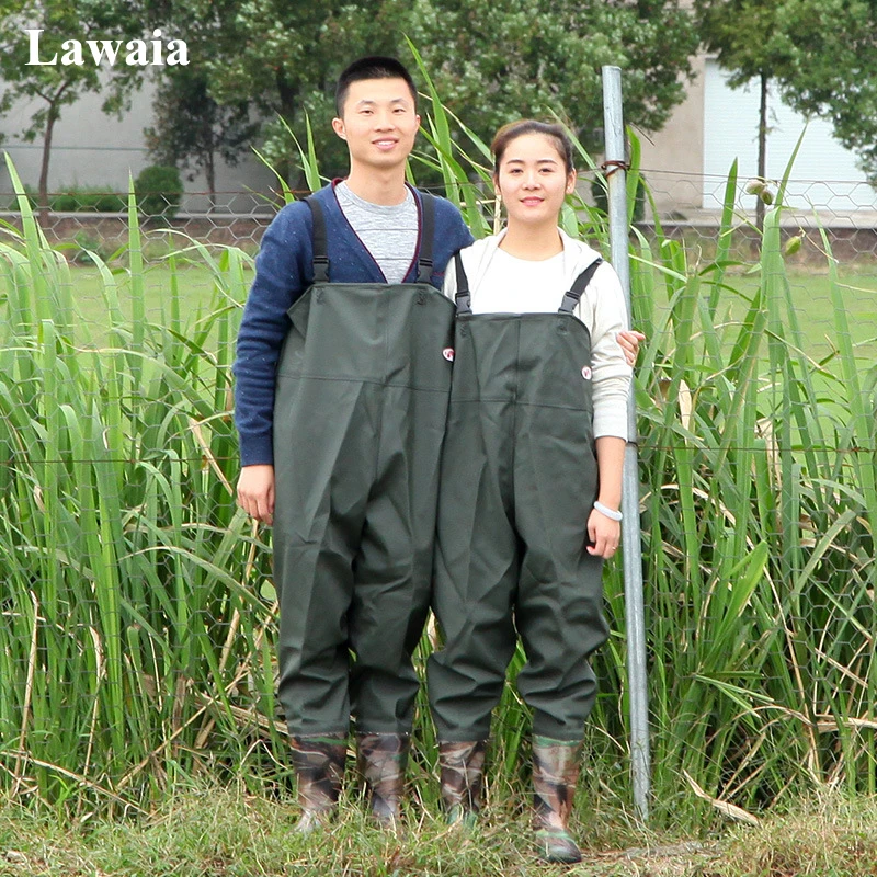 

Lawaia Men's Breathable Chest for Fly Fishing Outdoor Waterproof Trousers Wader Pants Fishing Boots Army Green PVC Water Pants