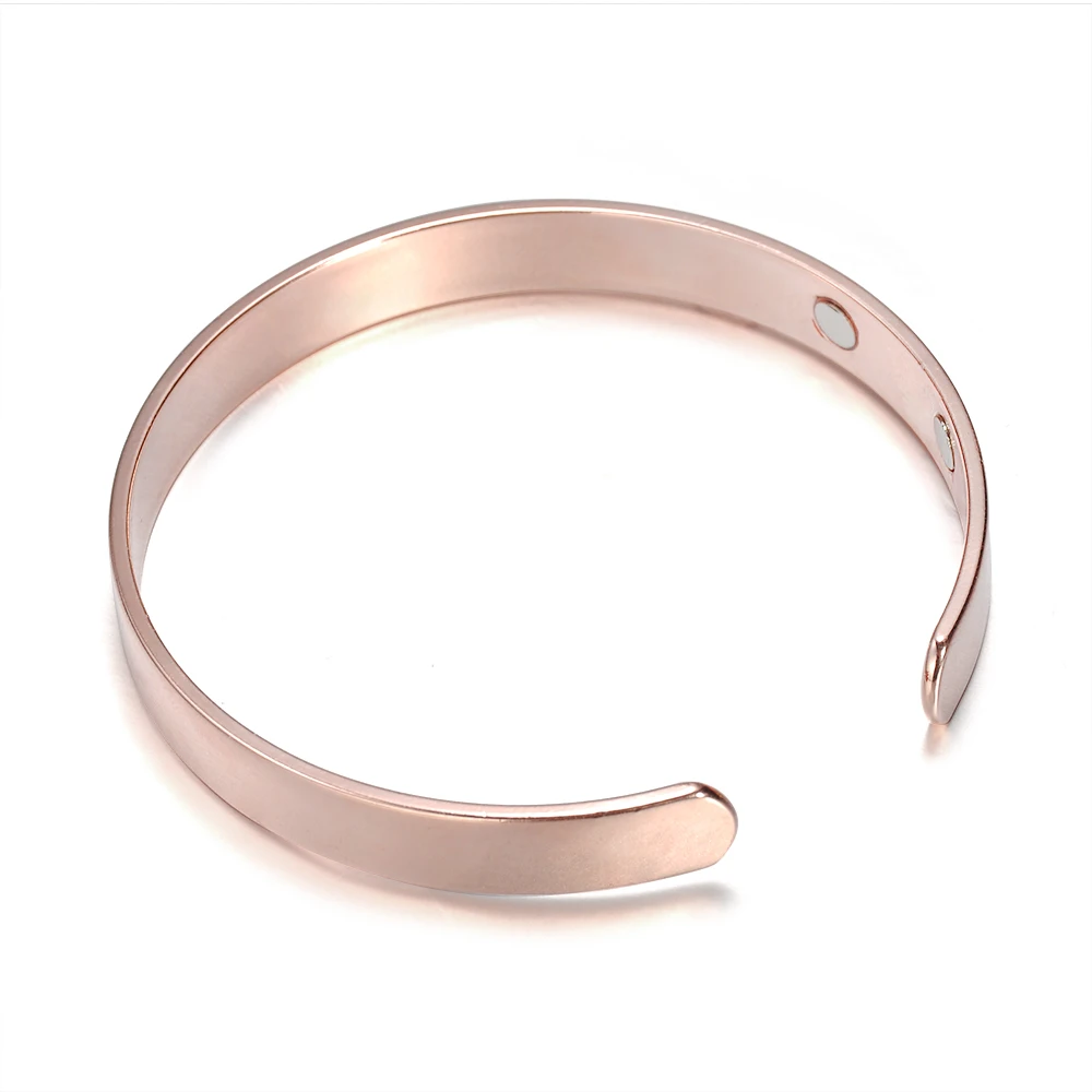 Женский розовый Золотой магнитный медный простой открытый регулируемый браслет манжета Открытый браслет модные ювелирные изделия