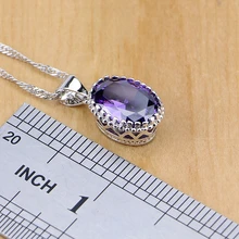 925 Sterling Silver Purple Cubic Zirconia Jewelry Set