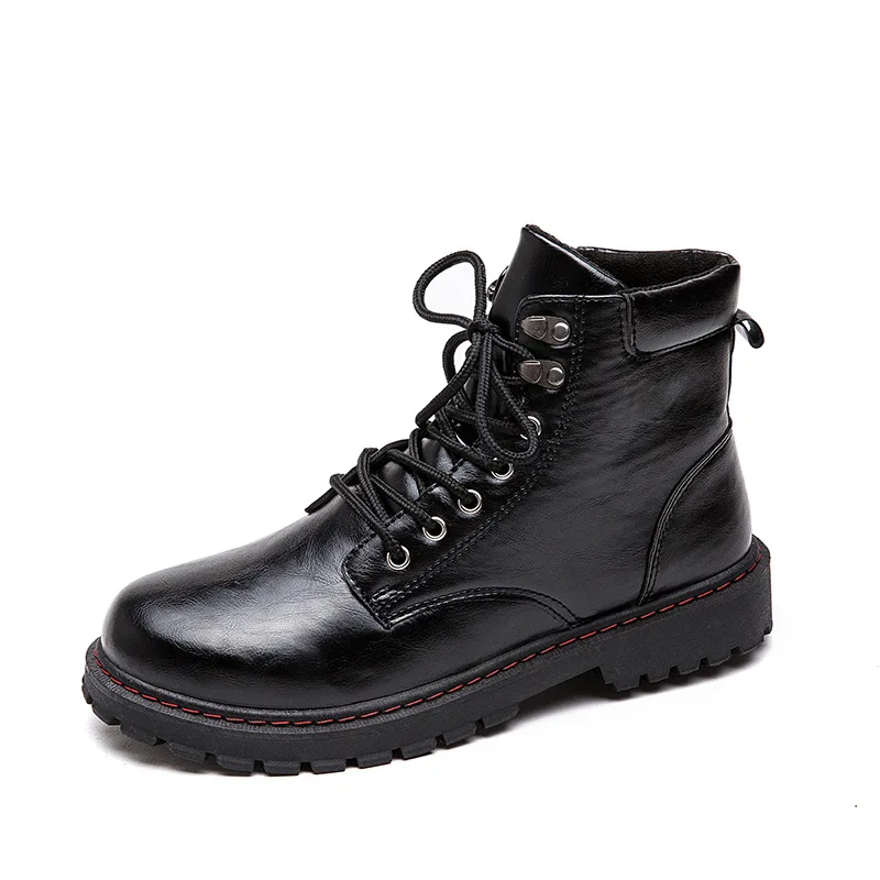 

2019 New Winter Boots Men Lace Up Soft Leather Safety Shoes for Men Fashion Male Work Shoes Martin Boots for Men Military Boots