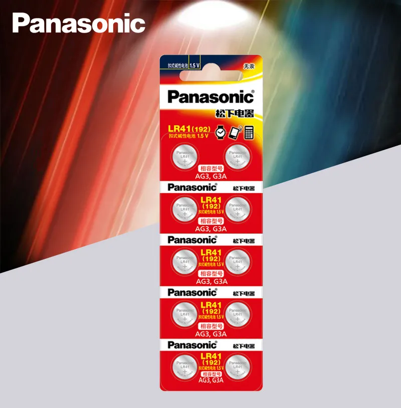 Кнопочные батарейки Panasonic 10 шт./лот LR41 100% оригинальные SR41 AG3 G3A L736 192 392A Zn/MnO2 1 5 V