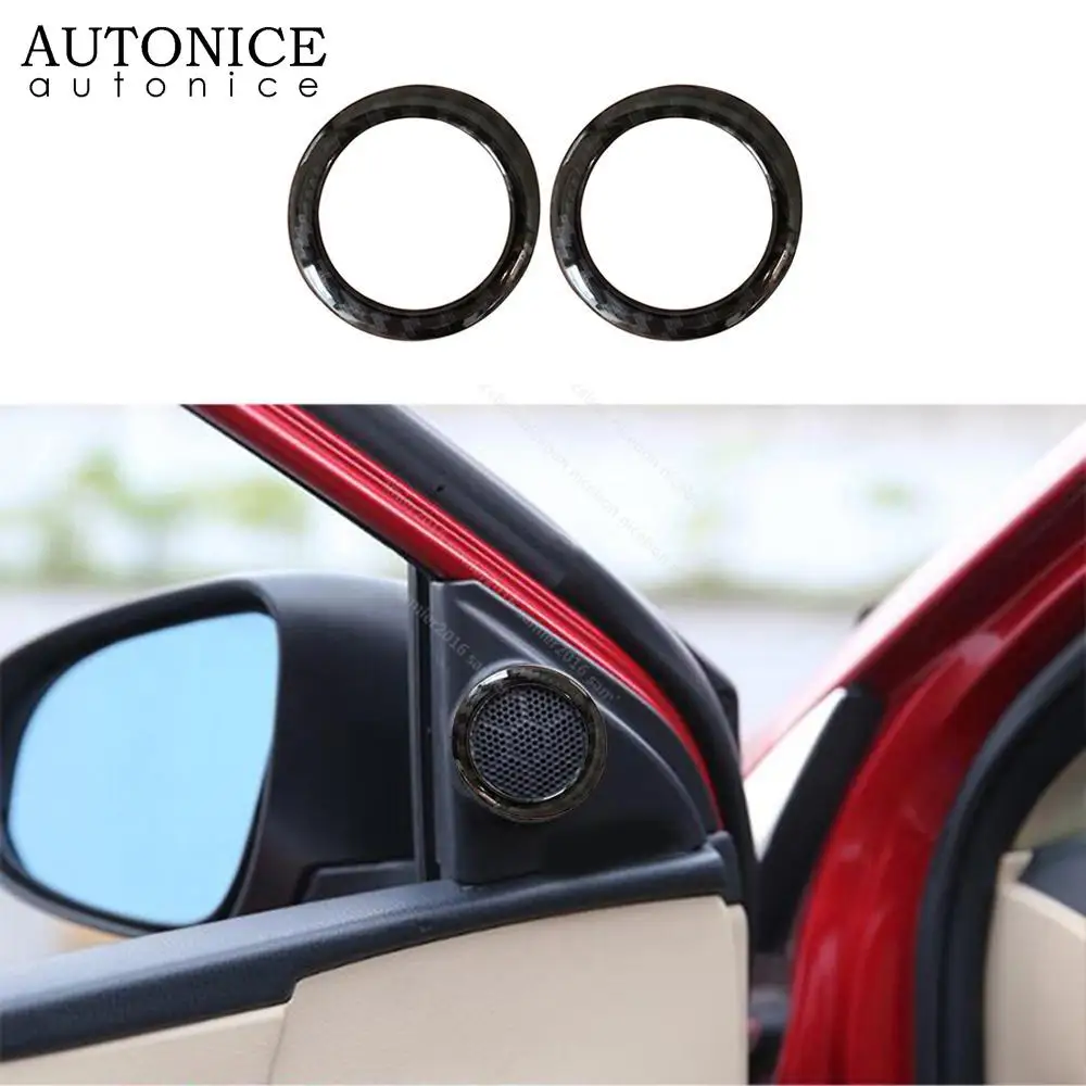 

Carbon fiber color or chrome ABS Pillar Door Stereo Speaker Cover Ring trim fit For toyota Corolla 2014-2018