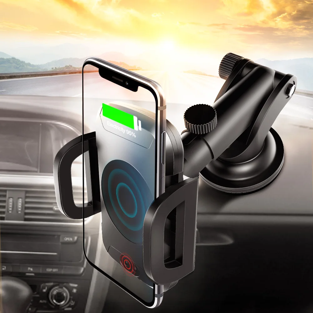 

Car Phone Holder For iPhone X Charger Car Mount For Samsung S8 S9 iPhone 8 Plus Qi Wireless Car Charger Infrared Sensor
