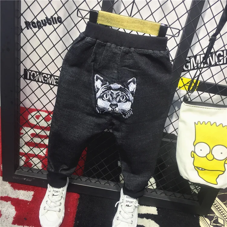 

Children's Denim Cartoon Baby Jeans Pants Baby Boys Trousers Infant Clothing Toddler Bib Pants for Kids 2-6Years