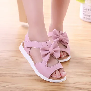 

Summer Sandals Kids Children Sandal Fashion Bowknot Sandals Girls Flat Pricness Shoes bebek ayakkabi Shoes 2019 A1
