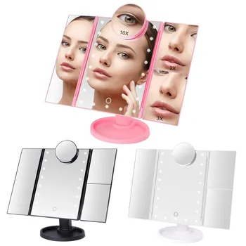 

22 LED Light Makeup Mirror 1X/2X/3X/10X Magnifying Glass Cosmetics Flexible Hand Mirror Vanity Compact Make Up Pocket Mirrors
