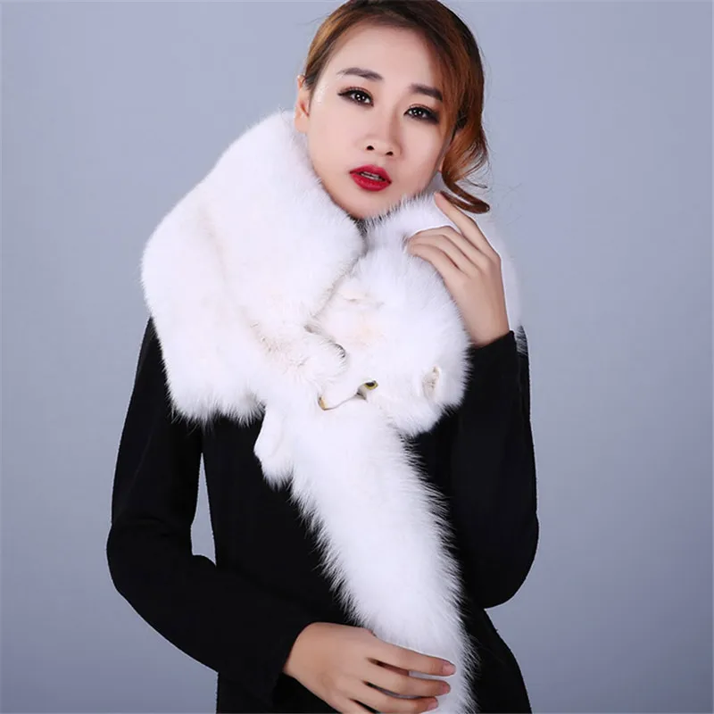 Red Fox Fur Scarf - Full Skin Shawl for Women and Men - Soft and Super Big Gray Silver Fox Scarves - Perfect Anime Couple's Gift image 2