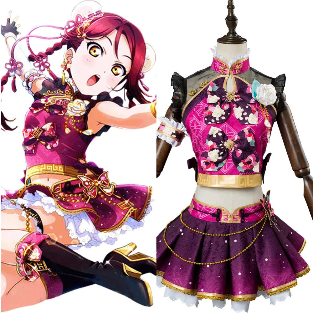 Love Live Sunshine Cosplay Costume Riko sakurauchi Chinoise Robe Cheongsam Jupe Love Live Sunshine Cosplay Costume Riko sakurauchi Chinoise Robe Cheongsam Jupe