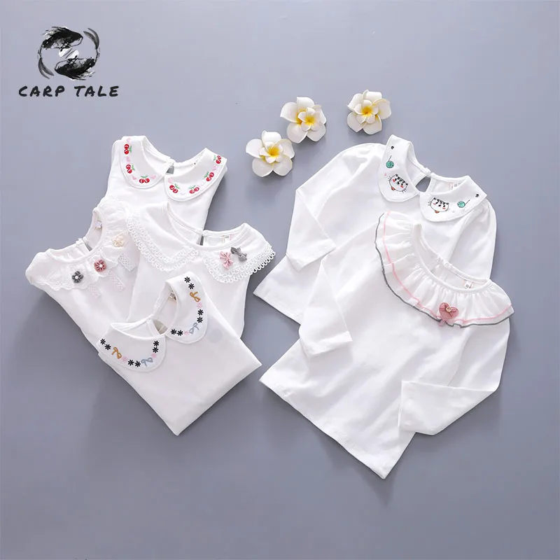 

2019 spring and autumn girls bottoming shirt baby clothes spring and autumn female children spring lapel T-shirt cotton shirt