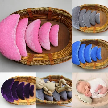 

2019 New 5PCS/set Multicolors Moon Shape Pillow Set for Newborn Baby Infants Photo Props