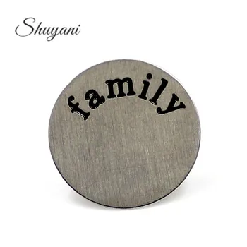 

10PCS Silver 22mm Round Stainless Steel Plates Word Family Window Plates Charm for 30mm Glass Floating Locket Pendant