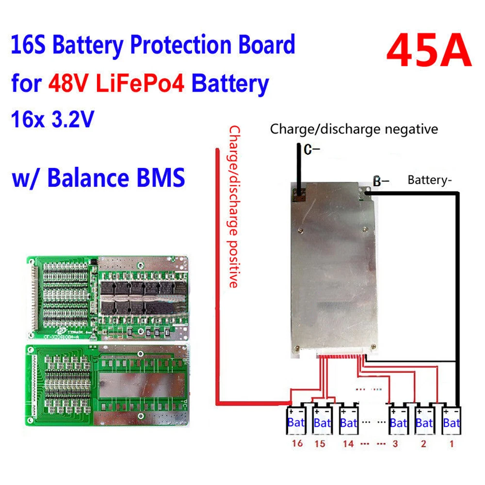 16S 48V литиевые элементы 45A защита батареи BMS PCM плата с балансом | Инструменты