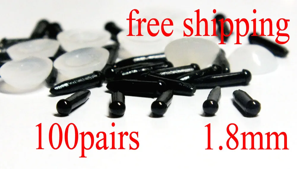 Free Shipping 100pairs 1.8mm Black Plastic Eyes Toy Teddy Eyes Puppets Dolls Crafts/Safety Toy Eyes