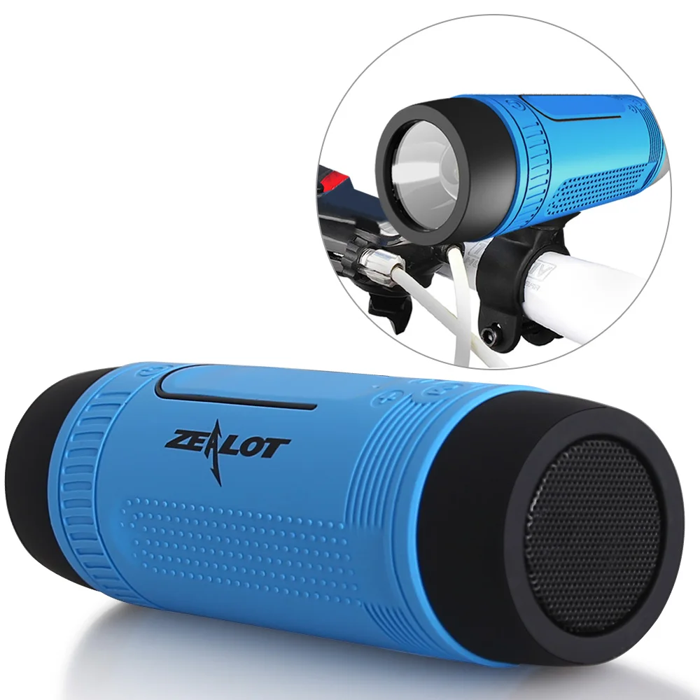 Zealot S1 Bluetooth Outdoor Bicycle Speaker Portable Subwoofer Bass Speakers 4000mAh Power Bank+LED light +Bike Mount+Carabiner