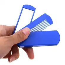 Портативная карманная расческа для волос с бородой, складное зеркало для мужчин и женщин, Парикмахерская щетка с усами, инструмент, карманная заколка для волос, расческа для усов и бороды