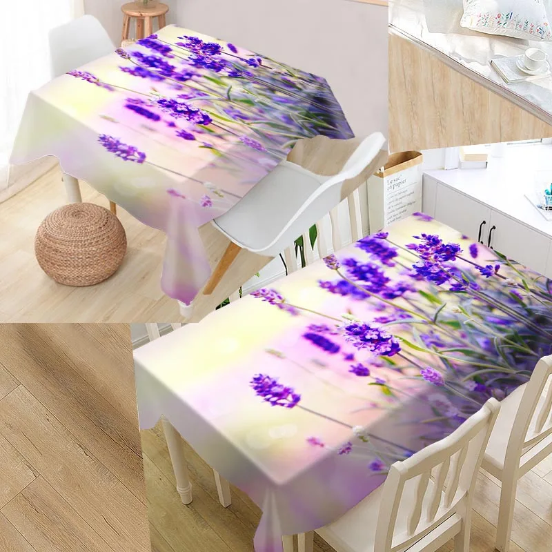 Custom Lavender Table Cloth Oxford Rectangular Waterproof Oilproof