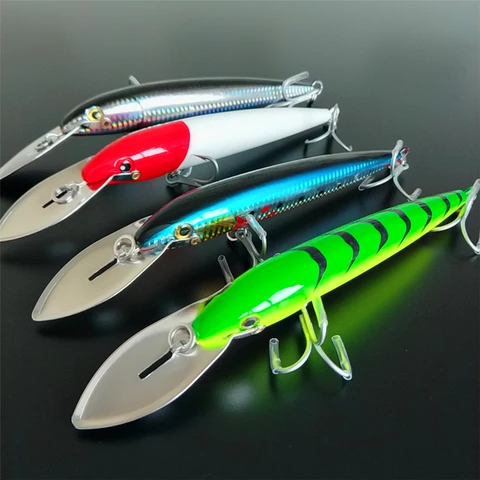 Isca de Pesca Noeby Lote Língua Grande Minnow Isca 64.7g 185mm 76g 225mm Cores 3d Olhos Artificial Dura 4 Pçs –